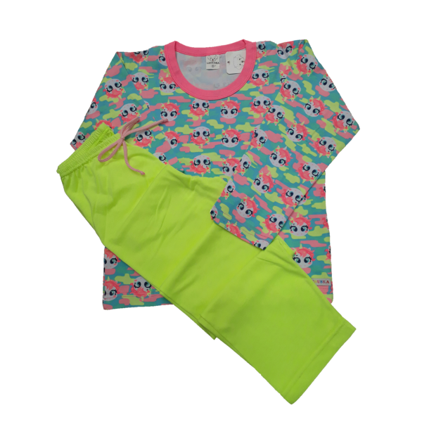 0350 Pijama Unicórnio Neon com Calça Neon 6